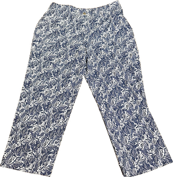 Weekends By Chicos Big Leaves Billie Crop Pants Women's 0.5 - Picture 1 of 5